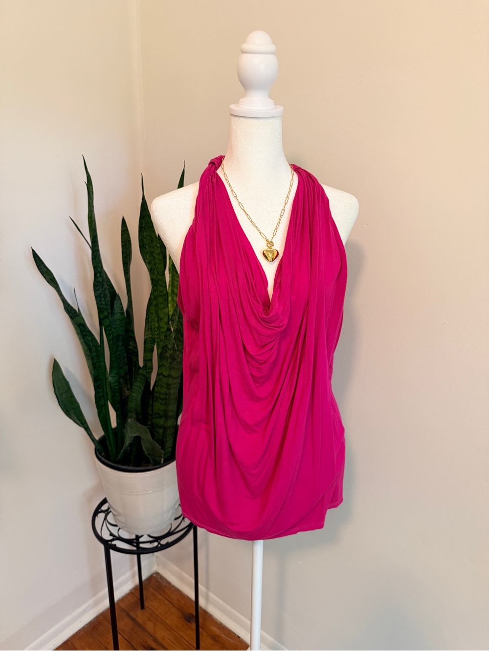 Michael Stars | Draped Halter Top, Fuchsia Pink